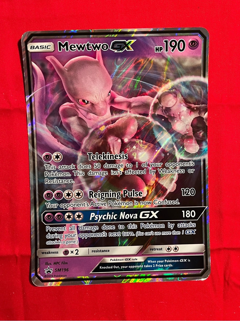 Mewtwo-GX Holographic Game Card - Jumbo Pokemon Trading Card